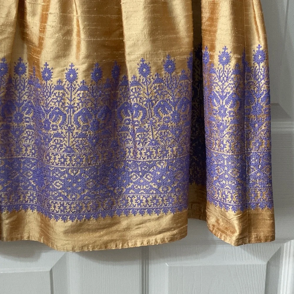 Kay Unger Gold and Purple Midi Dress - Picture 3 of 6